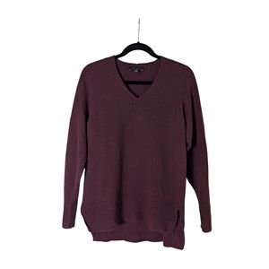 Ann Taylor Deep Burgundy V-Neck Sweater